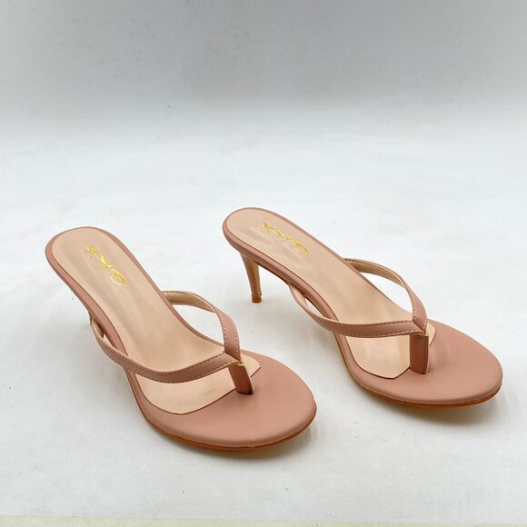 XYD Nude Thong Sandals Mid Heel Flip Flops Open Toe Daily Wearing Slippers - Picture 4 of 8